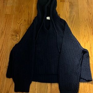 Navy blue knitted small aerie hoodie